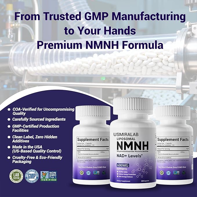 Pure NMNH Supplement Capsules: More Effective Than Nicotinamide Riboside | Boost Cellular Vitality Anti-Aging &amp Energy | Vegan Non-GMO | 120 Capsules (60 Servings)