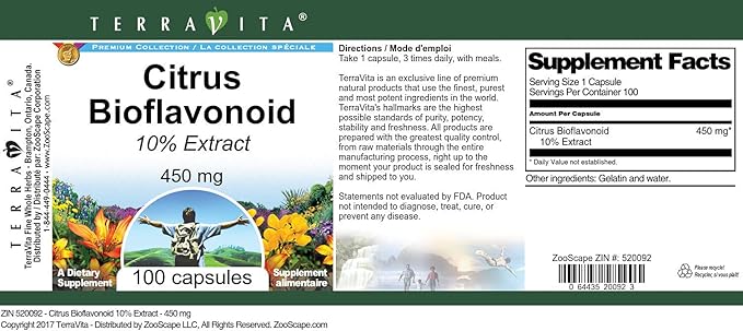 Citrus Bioflavonoid 10% - 450 mg (100 Capsules ZIN: 520092)