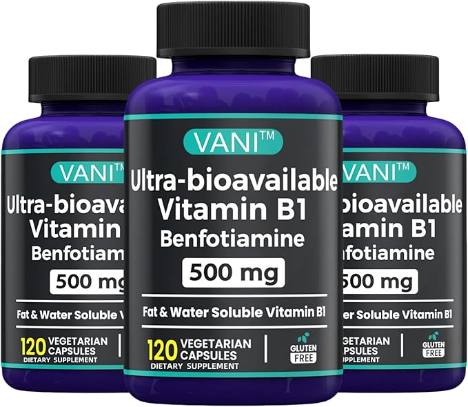 2 in 1 Enhanced Formula: Vitamin B1 with Benfotiamine 500mg Fat Soluable Supplement of Vitamin B-1 500 mg - 120 Capsules (3)