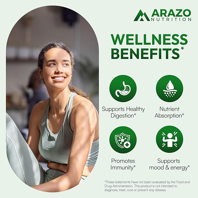 Arazo Nutrition Probiotic 40 Billion CFU - Shelf Stable with Prebiotics and Acidophilus - Stable Potency Until Expiration – Time Delay Release Probiotics (Pack of 2)