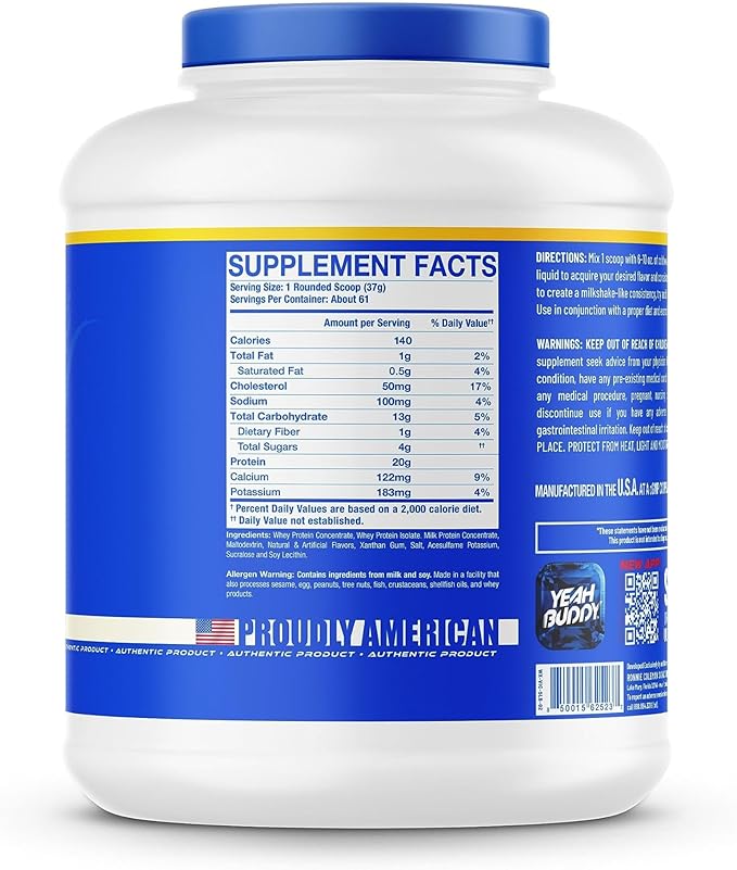 Ronnie Coleman Whey XS Whey Protein Powder Vanilla Ice Cream 61 Servings – 20g Whey Isolate Protein Powder with BCAAs EAAs &amp Glutamine – Low Sugar Supplement for Muscle Growth &amp Recovery