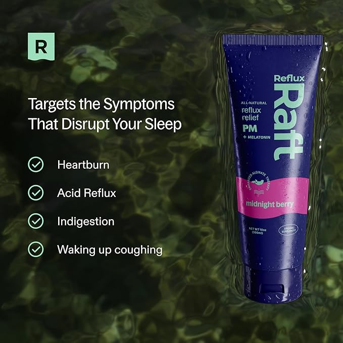 Acid Reflux Therapy PM Organic Alginate &amp Melatonin Rapid &amp Lasting Gerd LPR &amp Digestion Symptom Support Zero Sugar Gluten Free Midnight Berry 60 Gel Servings 10 OZ Bottle 2 Pack