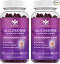 WOGORGT Glucosamine Chondroitin Gummies for Women &amp Men - 1500mg Glucosamine Chondroitin with MSM &amp Elderberry - Flexibility &amp Immune Support - 60 Gummies (2 Pack)