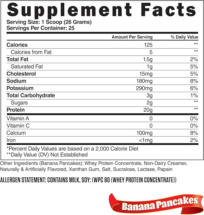 Steel Supplements Whey-Pro | 100% Pure Whey Protein Powder for Men and Women | Banana Pancakes | Muscle Gain &amp Lean Muscle Recovery | Gluten Free | 1.43 lbs | BCAA 5g | 25 Servings