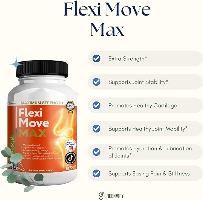 FlexiMove Max Joint Support Supplement Glucosamine Turmeric Chondroitin 60 Capsules (5)