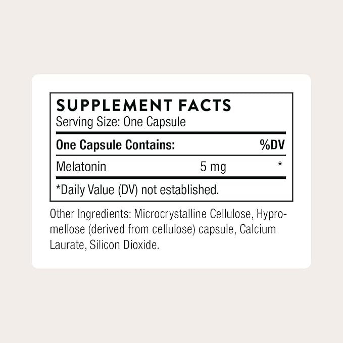 THORNE - Melaton-5-5 mg Melatonin Supplement - Supports Normal Circadian Rhythms Restful Sleep &amp Relaxation* - Third-Party Certified - Gluten Dairy &amp Soy-Free - 60 Capsules
