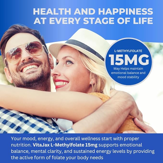 L Methylfolate 15mg | 120 Caps | Value Pack | Max Potency | Active Folate | Gluten Free | Methyl Folate 5-MTHF | No Filler