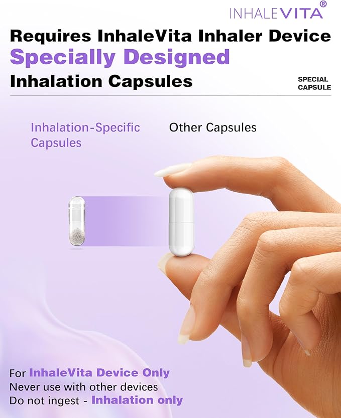 Melatonin Inhaler Sleep Aid Capsules 30 Count（Device Required）| Fast-Acting with Advanced Absorption| 0.4mg Low Dose Zero-Sugar| Wake Refreshed PortableNon-Habit Forming