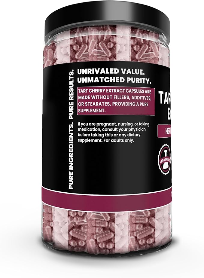 PURE ORIGINAL INGREDIENTS Tart Cherry Extract (730 Capsules) No Magnesium Or Rice Fillers Always Pure Lab Verified