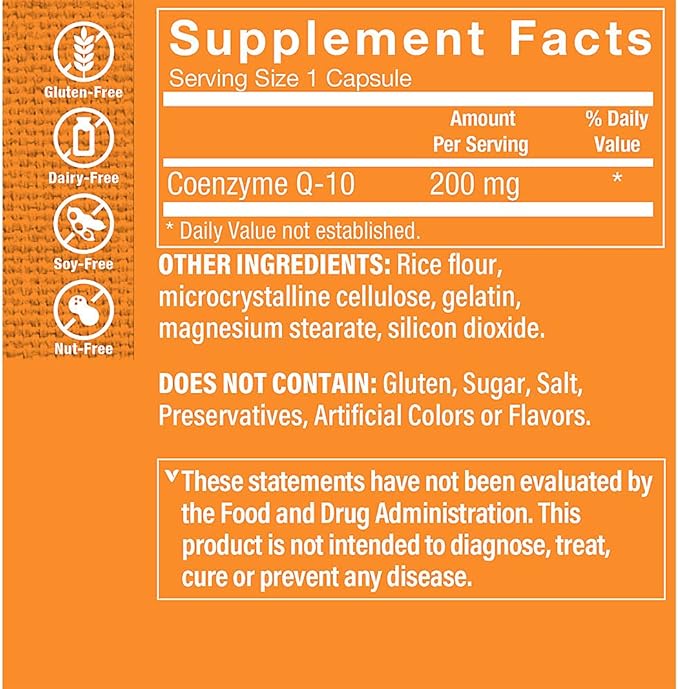 The Vitamin Shoppe CoQ-10 200mg Beneficial for Those Taking (120 Capsules)