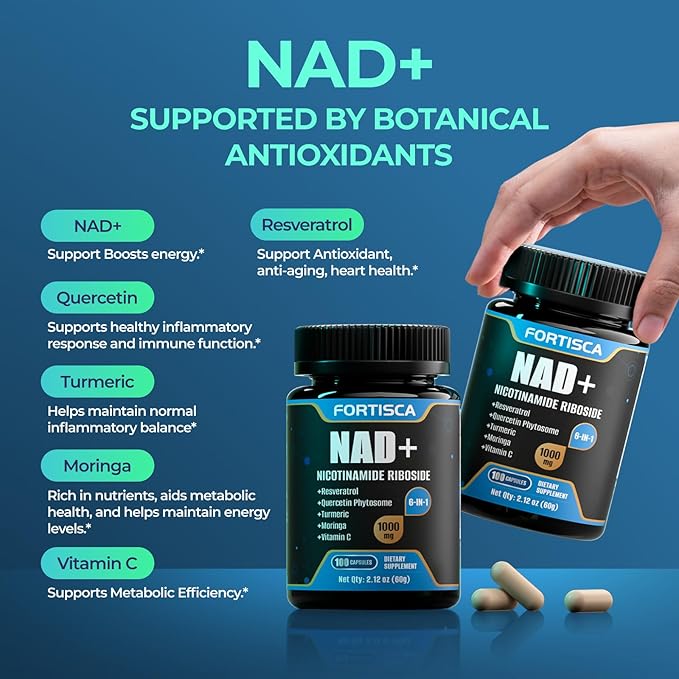 NAD+ Supplement Liposomal 1000mg NAD+ Supplement with Resveratrol 6 in 1 NMNH Supplement Alternative High Purity NAD Plus for Men and Women Energy &amp Healthy Aging – 100 Capsules