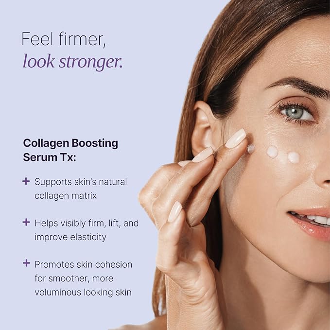 Sum Of All Collagen Boosting Serum Tx for Face with Vegan Peptides Hydrating Skin Tightening and Firming Fragrance-Free Menopause Skincare for Women 1.0 fl oz