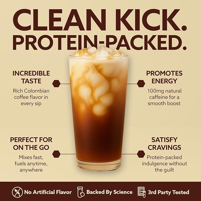 High Protein Coffee Powder 25 Grams Whey Isolate100mg Natural Green Tea Caffeine | 0 Added Sugar Keto Gluten Free 99.9% Lactose Free | Hot or Iced15 Serving 15 Servings (17 OZ French Vanilla)