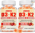 Vitamin D3 K2 Gummies for Women: Sugar Free Chewable 5000 IU D3 + 120 mcg K2 (MK-7) Supplement with Magnesium Omega-3 Zinc Calcium Methyl B12 for Immune Health - High Absorption for Adults(120Count)