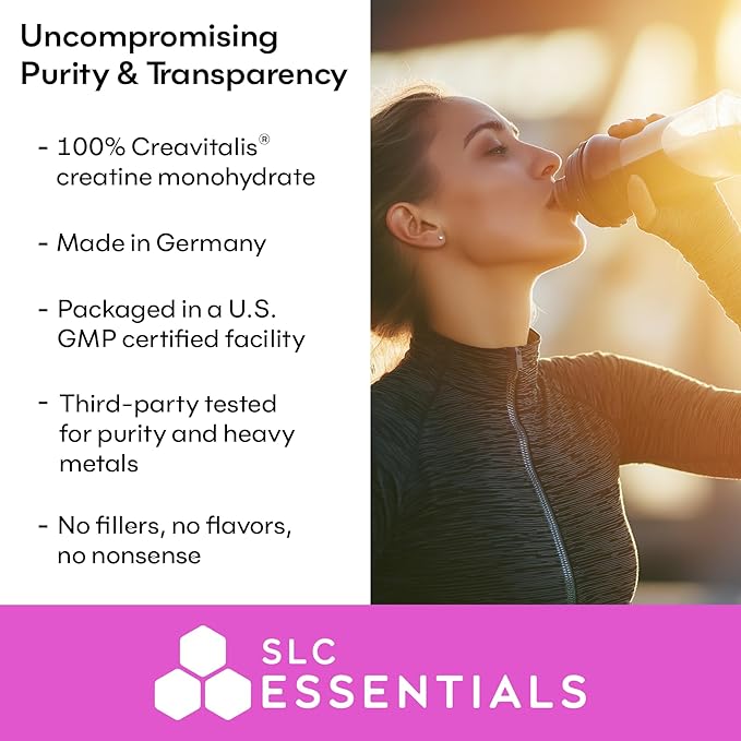 Creatine Monohydrate Powder | 100% Pure Micronized Creavitalis® | German-Made | Unflavored No Fillers | Supports Muscle Strength Recovery &amp Cognitive Energy | 5g Servings