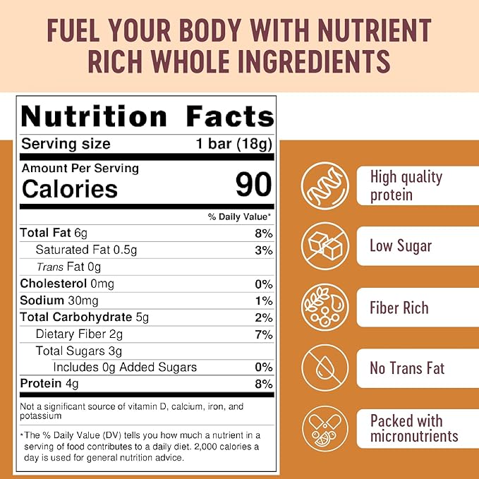 Mammoth Bar Cashew Cinnamon Mini Bar - Mini Organic Snack Bar Packed with 4g Protein. Made with Cinnamon Paleo &amp Gluten Free • Raw - 16 Mini Bars