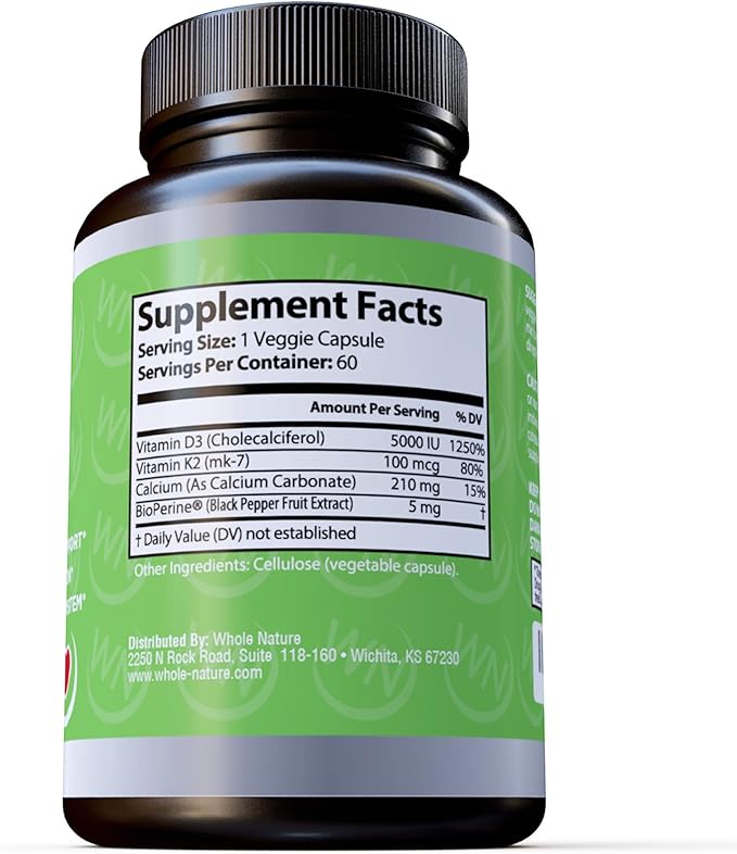 K2+D3 with Bioperine Plus Calcium Omega 3 Fish Oil are Most Effective Together to Support Heart &amp Bone Health Joints and Brain