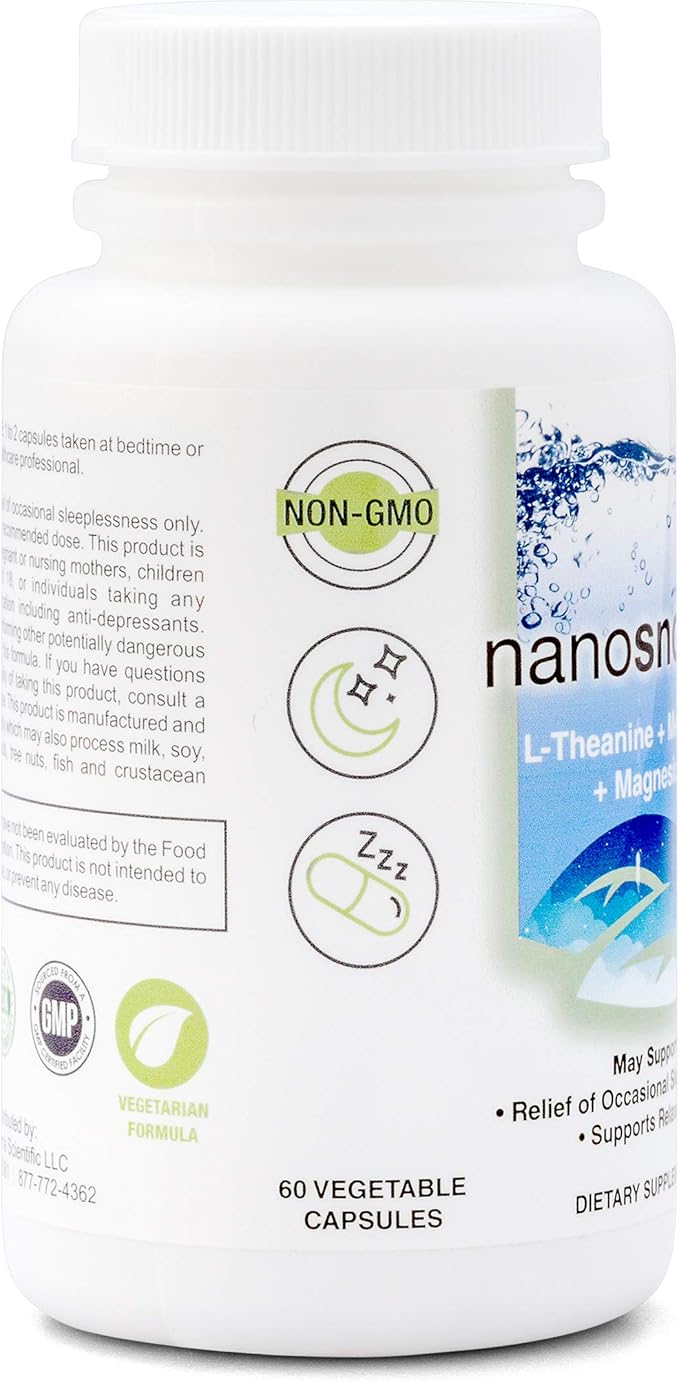 NanoSnooze Sleep Aid for Adults – Natural Sleep Support with Melatonin Magnesium &amp L-Theanine – Non Habit Forming Nighttime Supplement for Relaxation &amp Restful Sleep 30 Servings