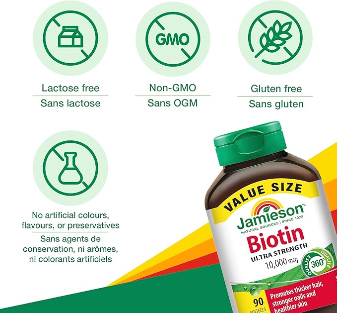 Jamieson Biotin 10000 mcg Value Size 90 Softgels