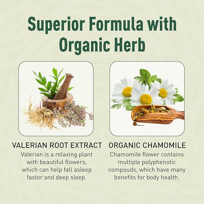 Valerian Root Gummy Organic Valerian Root for Sleep &amp Stress Relief Enhanced with Chamomile Flower for Adults Kids-Friendly Apple Flavor 120 Counts