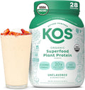 KOS Vegan Protein Powder Unflavored &amp Unsweetened - Low Carb Pea Protein Blend Organic Superfood Rich in Vitamins &amp Minerals - Keto Soy Dairy Free - Meal Replacement for Women &amp Men -