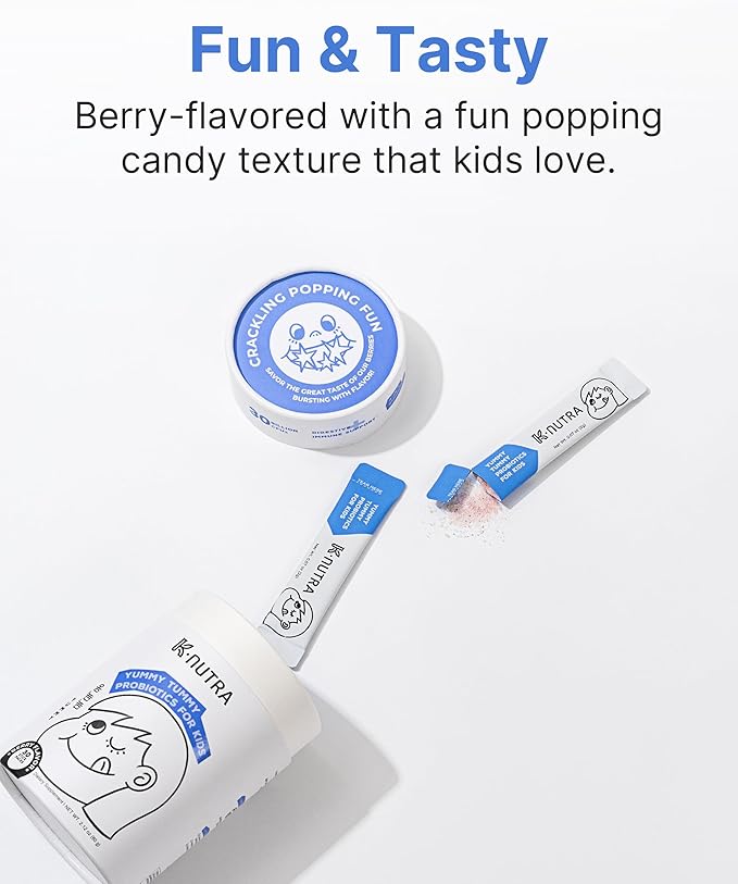 K-Nutra Yummy Tummy Probiotics for Kids | 2.12oz (30 Sticks) | 3-in-1 Prebiotic &amp Probiotic Powder | 30 Billion CFUs | Supports Digestive &amp Supports Immune Health | for Ages 3+