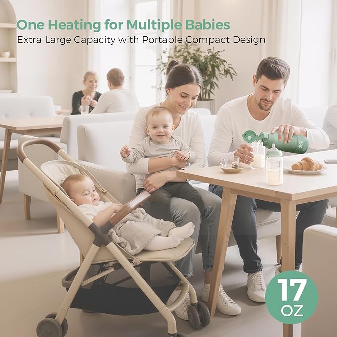 Momcozy Portable Bottle Warmer for Travel – Dual Heating Modes for Breast Milk &amp Water Portable Milk Warmer with Fast Heating &amp Long Battery Life 17 Ounces Large Capacity to Meet Your All-Da