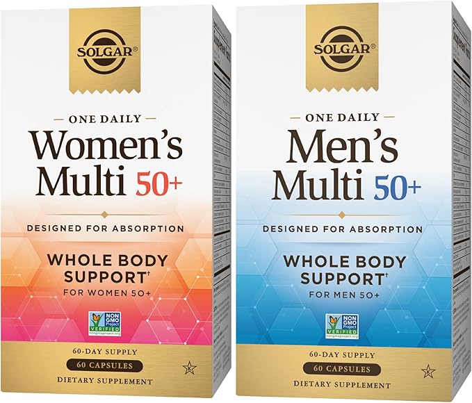 SOLGAR One a Day 50+ Plus Women &amp Mens Bundle: Daily Women's Multi 50+ Whole Body Support 60 Servings + Daily Men's Multi 50+ Whole Body Support 60 Servings
