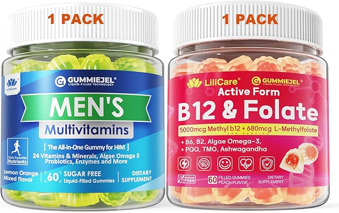 Bundle Mens Multivitamins Gummies &amp Adult Methyl B12 &amp L-Methylfolate Gummies