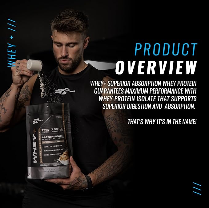 EC Sports Whey+ Protein Powder Cookies n Cream Drink Mix w/Digestive Enzymes - Isolate Supplement Collagen Peptides w/Faster Reform - 30 Servings