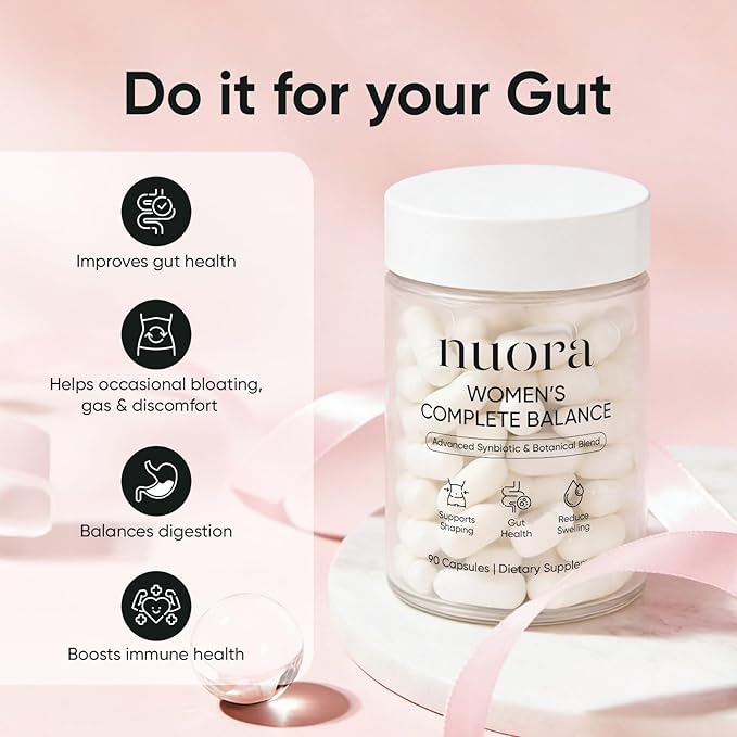 Nuora Bromelain Gut Health Capsules - Gut Biofilm Ritual with Berberine Digestive Balance &amp Metabolism Support for Women Non-GMO 90 Capsules