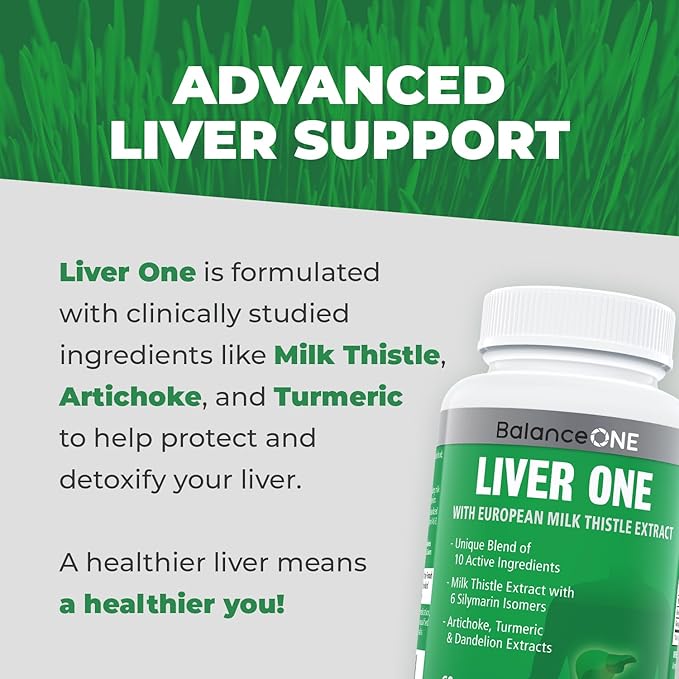 Balance ONE Liver Support Supplement with Milk Thistle Dandelion Root Extract &amp Molybdenum – Liver Health &amp Detox Support – Vegan Capsules 1 Month Supply – Liver One
