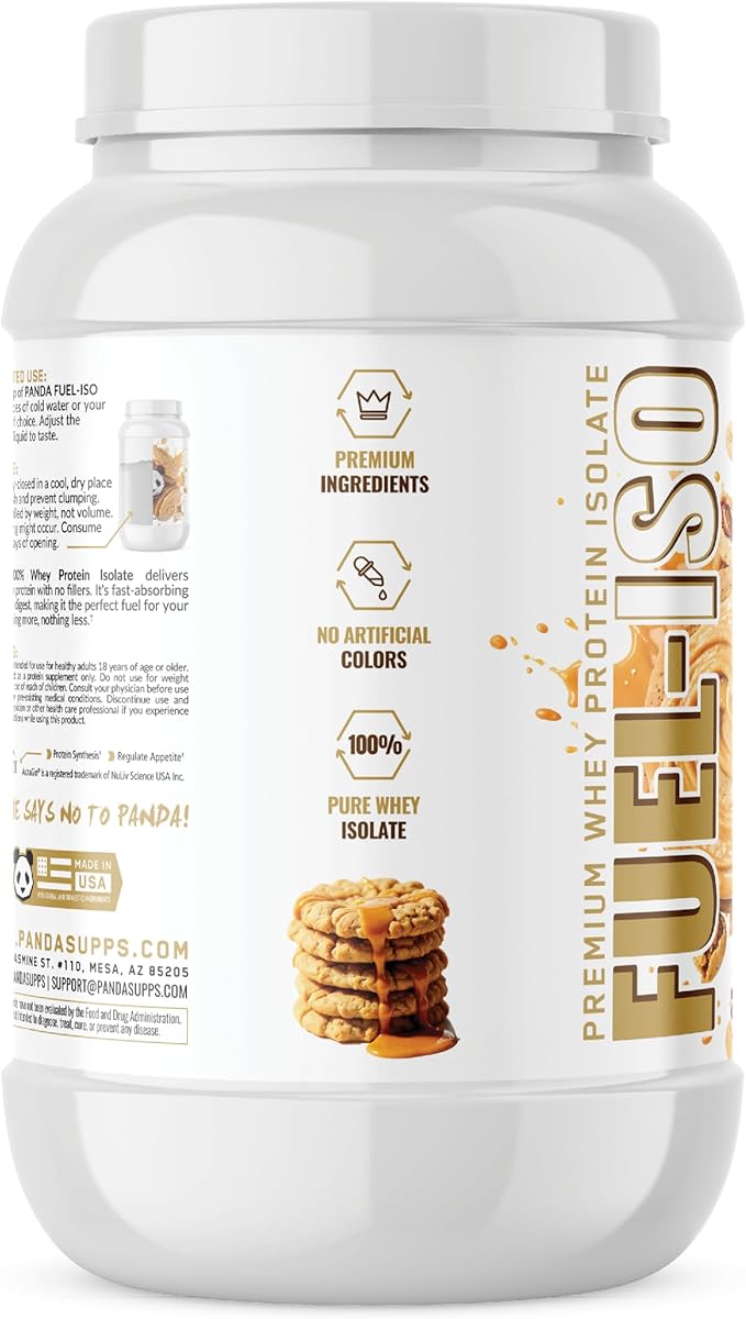 Panda Supps - Panda Fuel ISO Premium 100% Whey Protein Isolate for Men and Women with 25g Protein and 0g Sugar (Peanut Butter Cookie) (25 Servings)