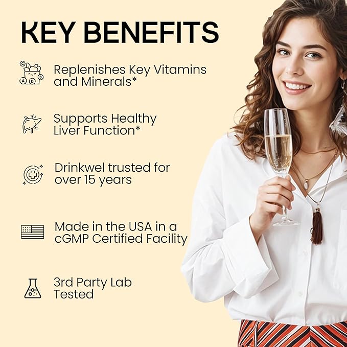 drinkwel for Better Mornings - Premium Multivitamin Supplement - Liver Support &amp Immune Support- Milk Thistle Vitamin C Zinc Magnesium - 90 Count - Single Bottle