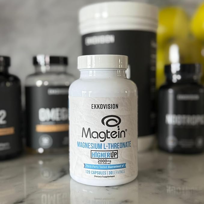 Ekkovision Magtein Magnesium L-Threonate Memory &amp Cognitive Function Support Magnesium Supplement with Essential Minerals for Men &amp Women 2000 MG Per Serving 120 Easy-to-Swallow Capsules
