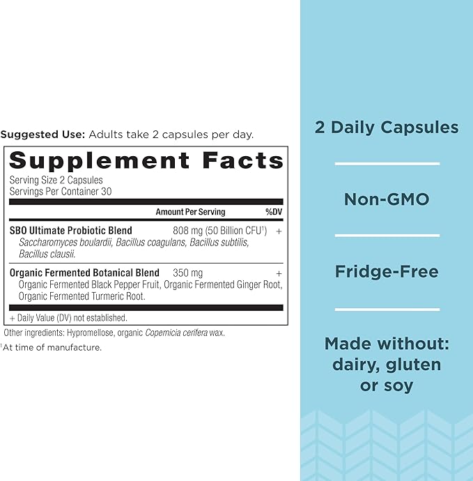 Ancient Nutrition SBO Probiotics Capsules Ultimate 60 Count + Vitamin D Capsules 90 Count
