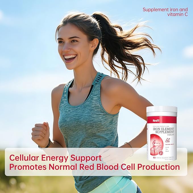 Daily Iron Supplement Tablets Iron 60 mg with Vitamin C 250 mg Support The Production of Healthy Red Blood Cells Gentle Absorption Formula 60 Servings