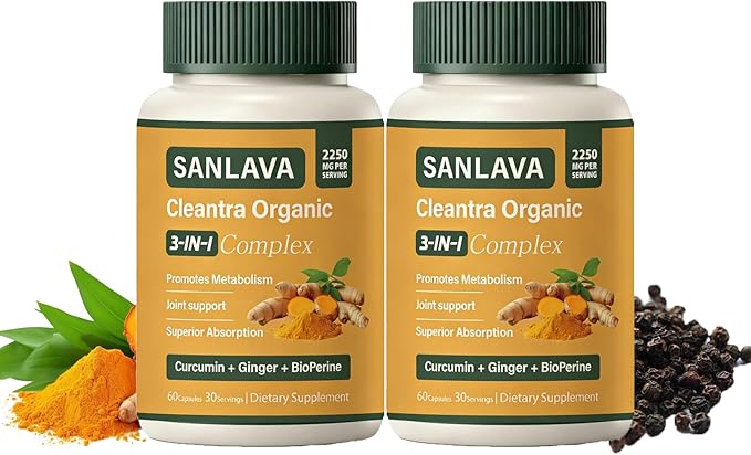 Organic Turmeric 3 in 1 Organic Turmeric Complex SupplementVegan60 Capsules (2PCS)