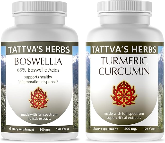 Tattva's Herbs Bundle -Turmeric Curcumin 120 ct. 500 mg. - Plus Boswellia Mobility Support 120 ct. 500 mg.