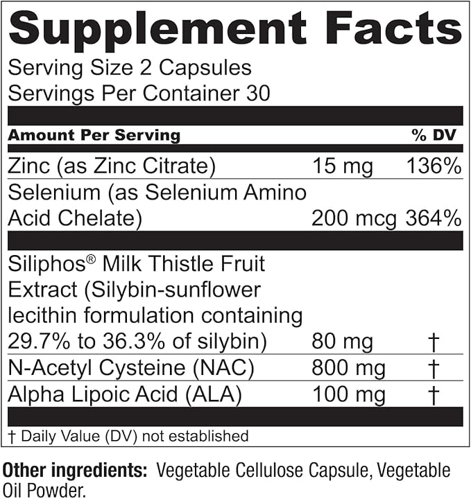 LiverWell Liver Cleanse Rejuvenation Metabolic Support - Liver Supplement for Liver Health w/Highly Bioavailable Milk Thistle Extract N-Acetyl Cysteine Alpha Lipoic Acid Zinc Selenium - 2 Pack