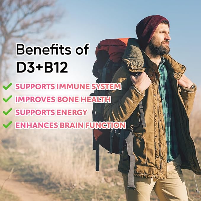 Liposomal Liquid Vitamin D3 + Vitamin B12 Spray |2 Month Supply|1 fl oz|Non-GMO |Sugar Free|Travel Friendly|Immune Support Bone Health Supports Energy Brain Function