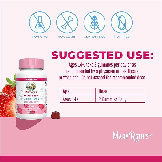 MaryRuth's Multivitamin Gummies for Women (Strawberry) &amp Liquid Nighttime Multimineral (Pineapple) | Clean Label Project Verified® | USDA Organic &amp Vegan | Beauty Bedtime Routine &amp Overa