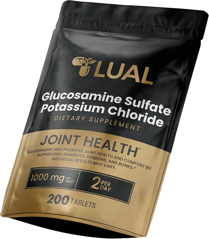 LUAL Glucosamine Sulfate Potassium Chloride Tablets Dietary Supplement for Inflammation Glucosamina para las Articulaciones Glucosamine Sulfate 1000 mg 200 Count