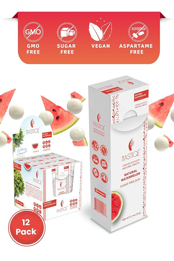 Mastiqe Sugar Free Hard Chewing Gum with Natural Mastic (Watermelon)