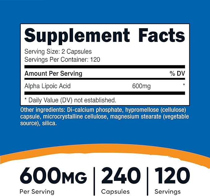 Nutricost Alpha Lipoic Acid 600mg Per Serving 240 Capsules - Gluten Free Vegetarian Capsules Soy Free &amp Non-GMO (Pack of 2)