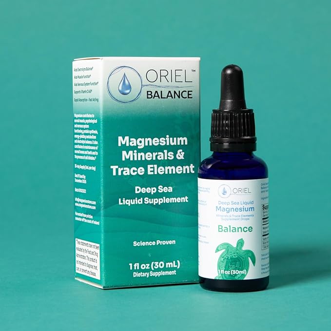 Oriel Liquid Magnesium Drops for Balance Rapid Absorption Free Ion Magnesium Minerals and 78 Trace Elements Supports Electrolyte Balance Muscle and Nervous System Function 30 ml 30-Day Supply