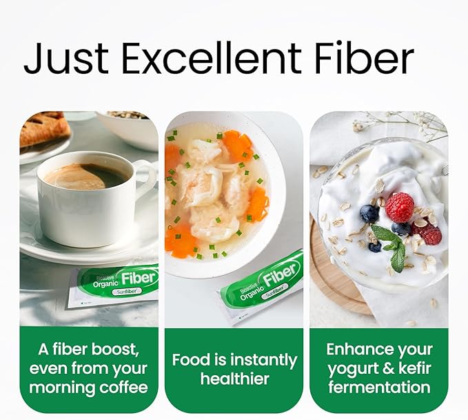 LABO Nutrition Bioactive Organic Fiber – Sunfiber PHGG Soluble Prebiotic Fiber - Digestive Regularity &amp Gut Health – Partially Hydrolyzed Guar Gum Low FODMAP Unflavored Vegan Non-GMO 30 Sache