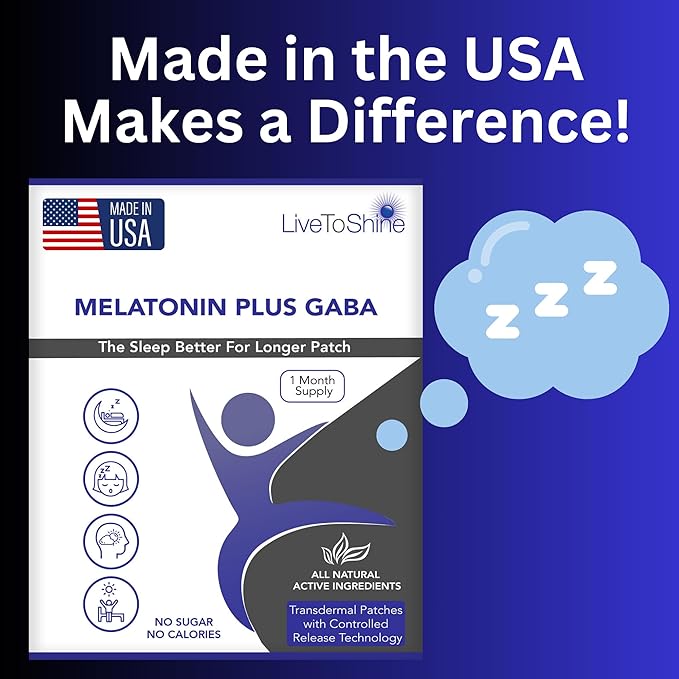 Live To Shine Sleep Patch &amp Stress Relief Patch Bundle – Melatonin GABA + Relax &amp Unwind Patches – Premium USA-Made Natural Calming Day and Night from