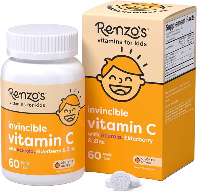 Renzo's Vitamins Back to School Bundle Bright &amp Brainy Vitamin B6 Picky Eater Kids Multivitamin and Kids Vitamin C with Elderberry &amp Zinc for Immune Support