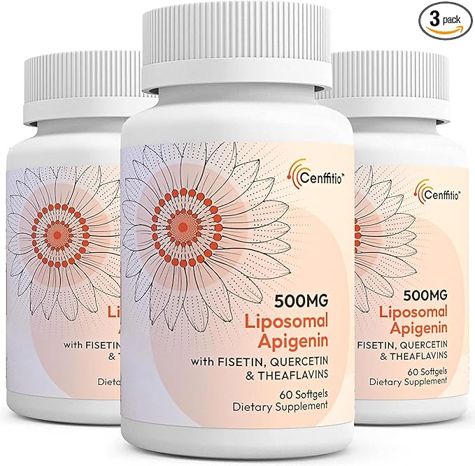 Liposomal apigenin 500mg Softgels - Optimal Apigenin Supplement with Fisetin Quercetin and Theaflavins - 6 Month Supply